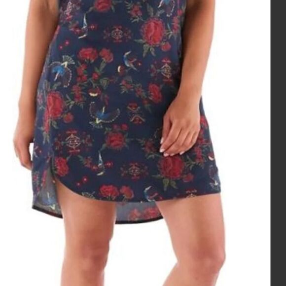 NWT Patagonia June Lake Navy Blue Mini Dress Byrd Floral S Tencel Short Sleeve - Picture 4 of 5